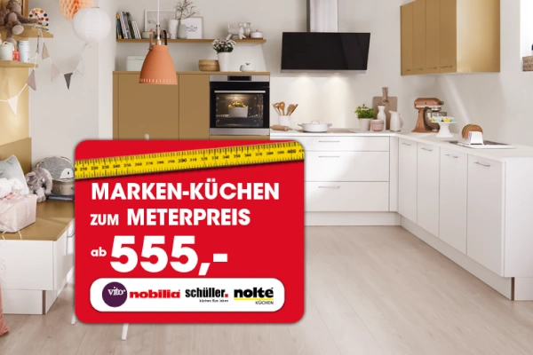 Markenküchen zum Meterpreis von Nolte Küchen, Vito, nobilia und Schüller ab 555€