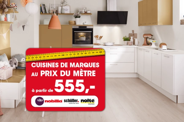 Cuisines de marque Nolte Küchen, Vito, nobilia et Schüller au prix au mètre à partir de 555 €