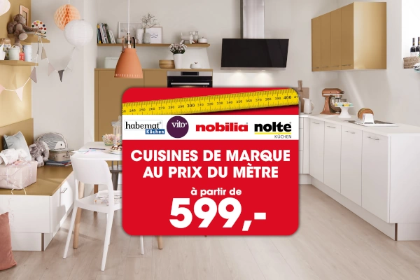 Cuisines de marque au prix au mètre de Nolte Küchen, Vito, nobilia et habemat à partir de 599 €