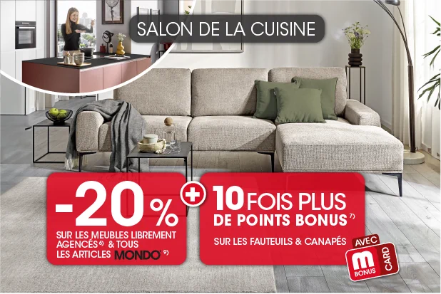 Profitez de réductions sur les meubles, les cuisines et bien plus encore.