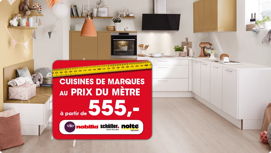Cuisines de marque Nolte Küchen, Vito, nobilia et Schüller au prix au mètre à partir de 555 €