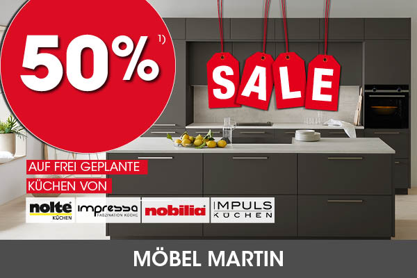 50% Rabatt auf freigeplante Küchen von Nolte Küchen, nobilia, Impulse und Impressa